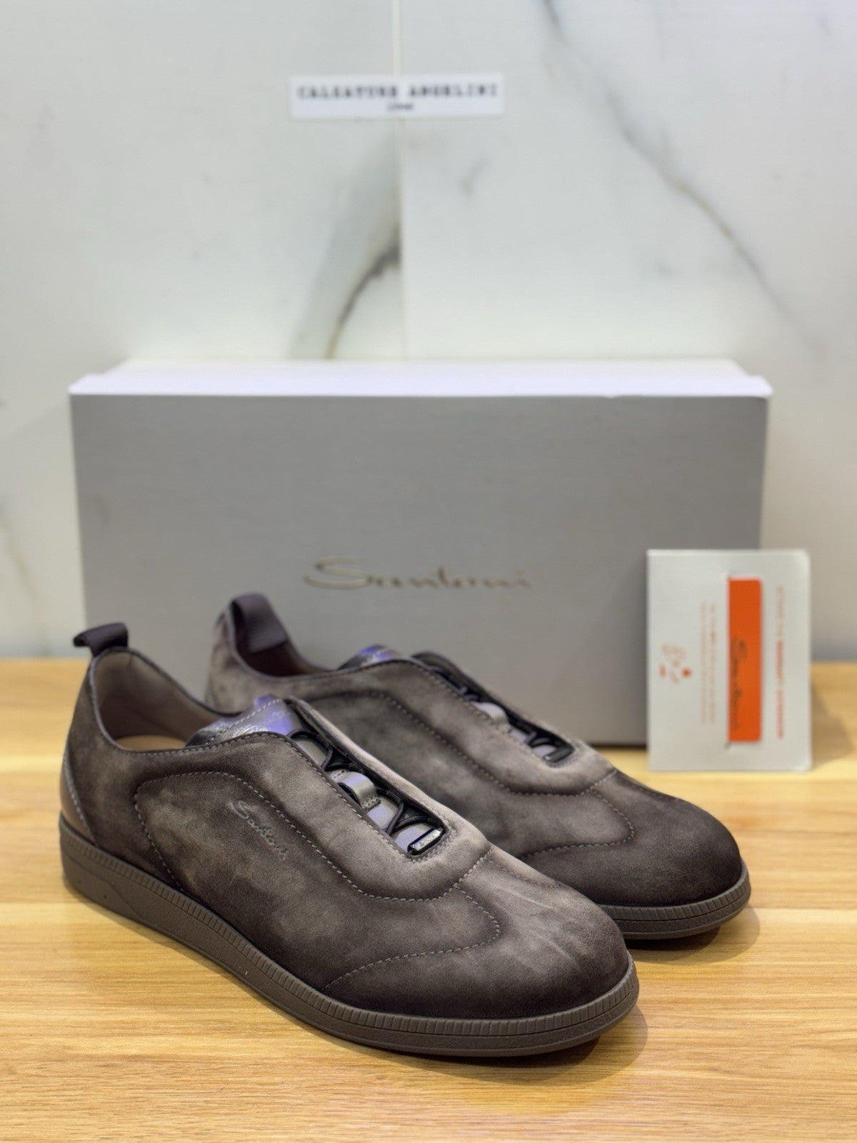 Santoni  Sneaker Suede Beige Luxury Santoni Scarpa Uomo 42.5