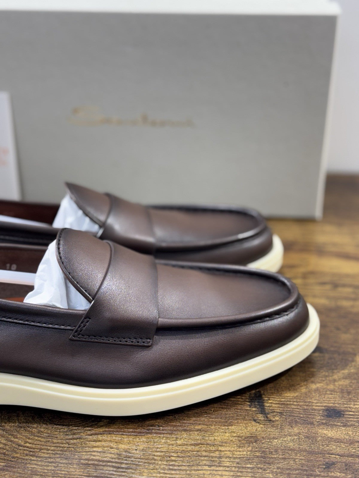Santoni Mocassino Summer Walk Pelle Dark Brown  Luxury Santoni Scarpe Uomo 43