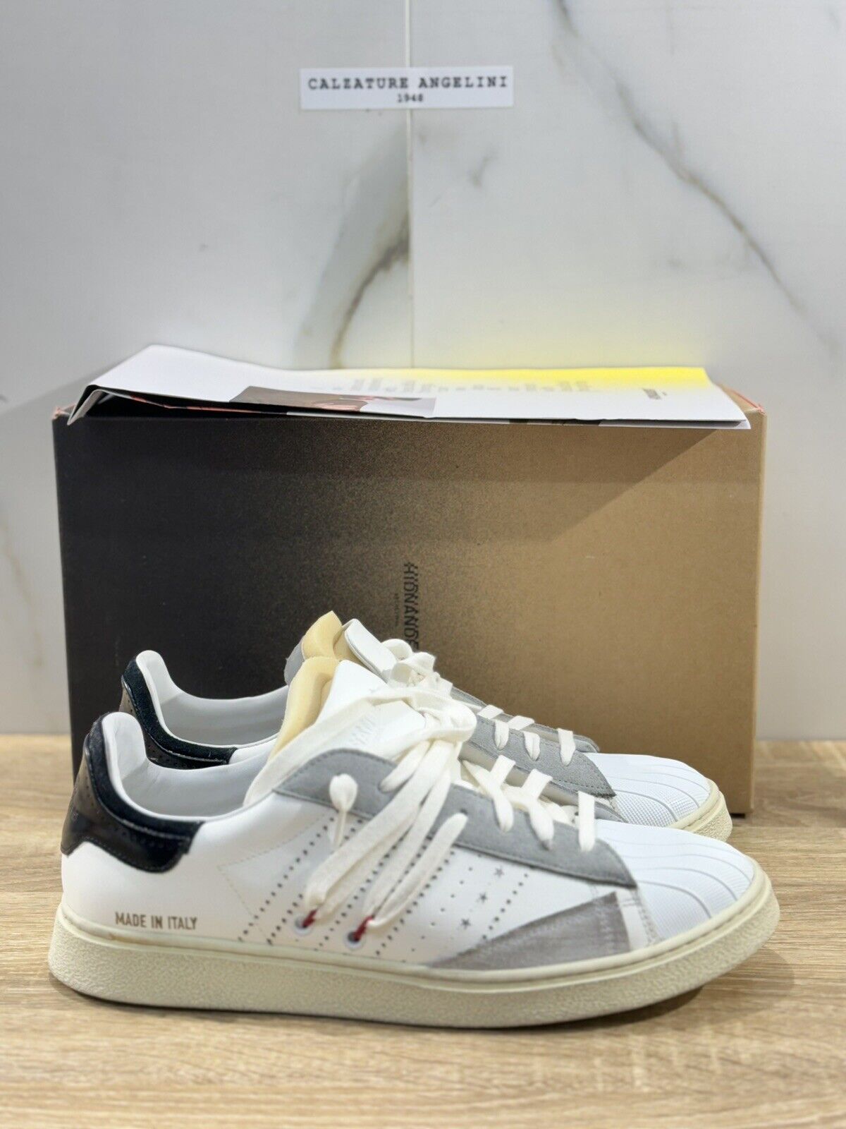 Hidnander Sneaker Uomo Stripeless Pelle White  Luxury Casual Sneaker Uomo 45