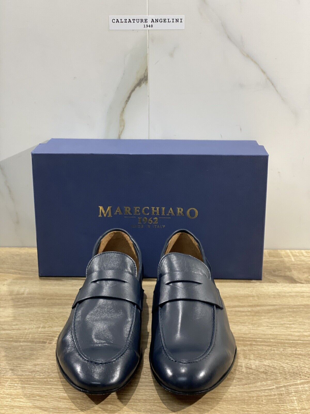 Marechiaro 1962 Mocassino Uomo Pelle Blu Fully Made In Italy 45