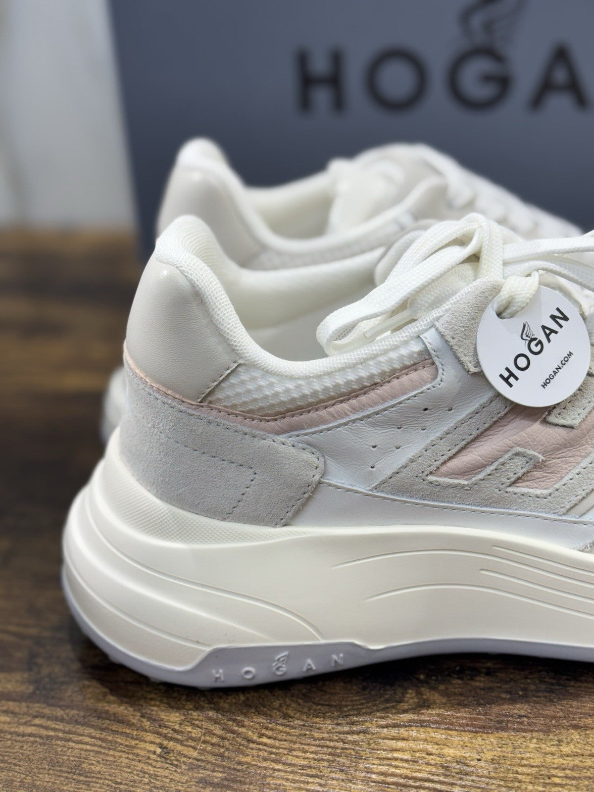 Hogan H669 Sneaker Pelle Bianca Light Pink  Memory Foam Scarpa Hogan Donna 36.5