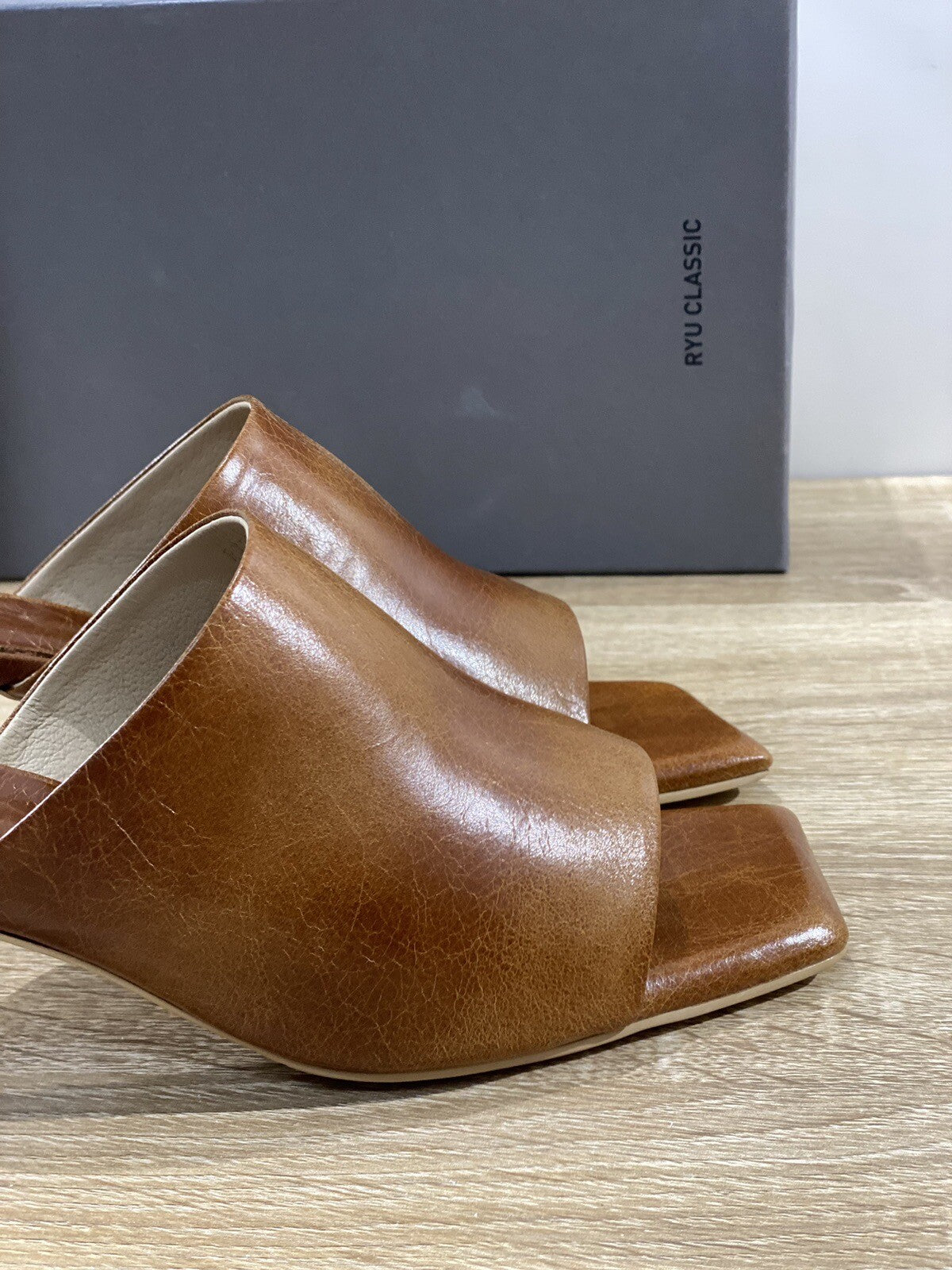 Ryu Classic Slippers Marrone Pelle Luxury Woman Sandal 39