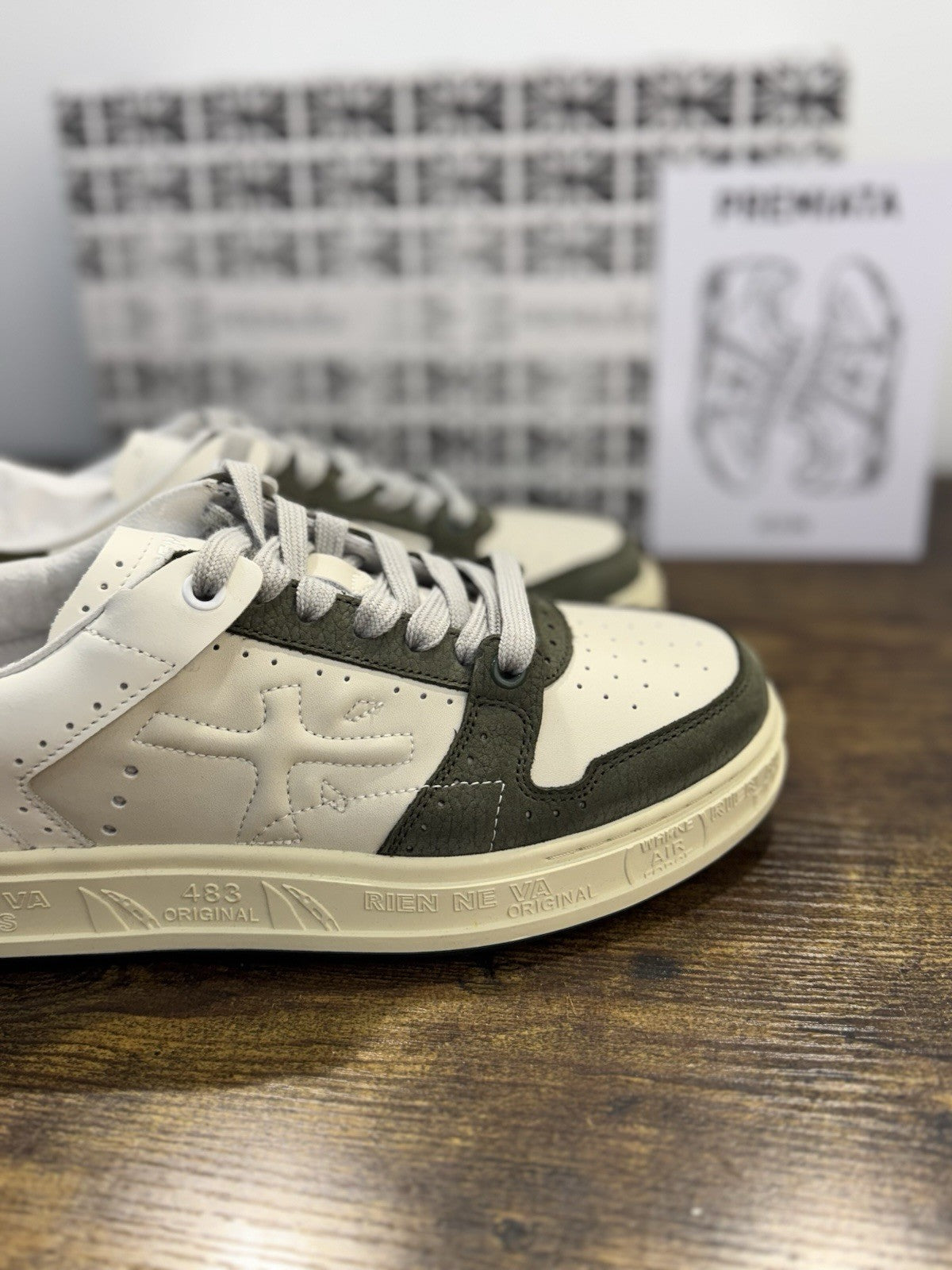 Premiata Quinn     Sneaker Pelle Bianca  Verde Casual Premiata Uomo 41