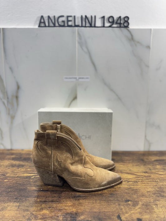 Elena Iachi Texano  Suede Camel Luxury Texan Boot Donna 41
