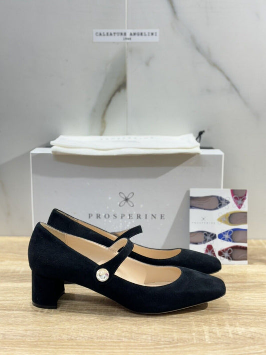 Prosperine Ballerina Tacco   donna in Suede  Nero       luxury 36.5