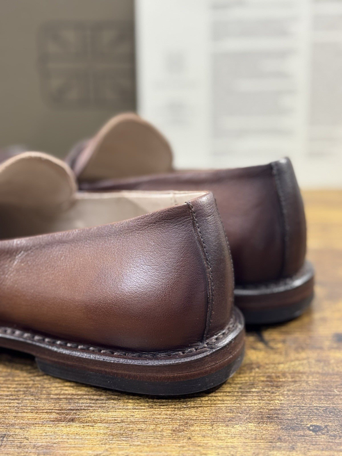 Pantanetti Mocassino Pelle Mandorla Fondo Cuoio Handmade In Italy Uomo 44