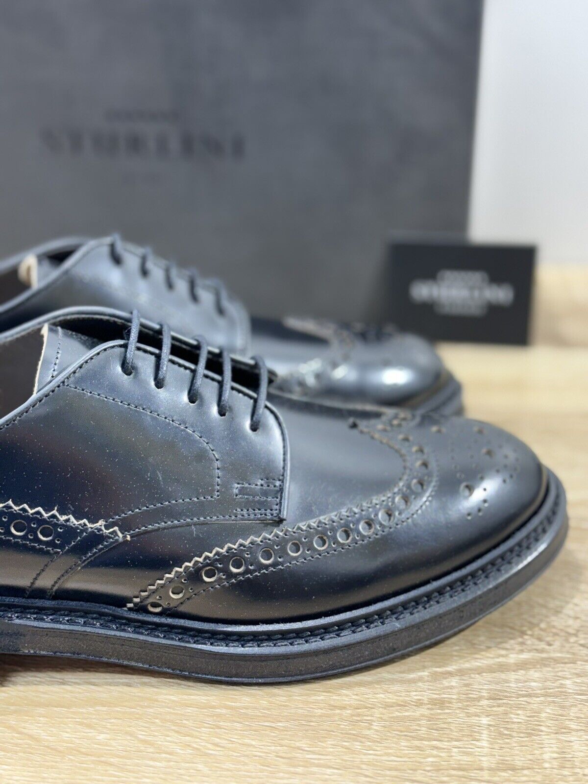 Sturlini Firenze Scarpa Uomo Pelle Nera  Luxury Craftmanship Men Vibram 41