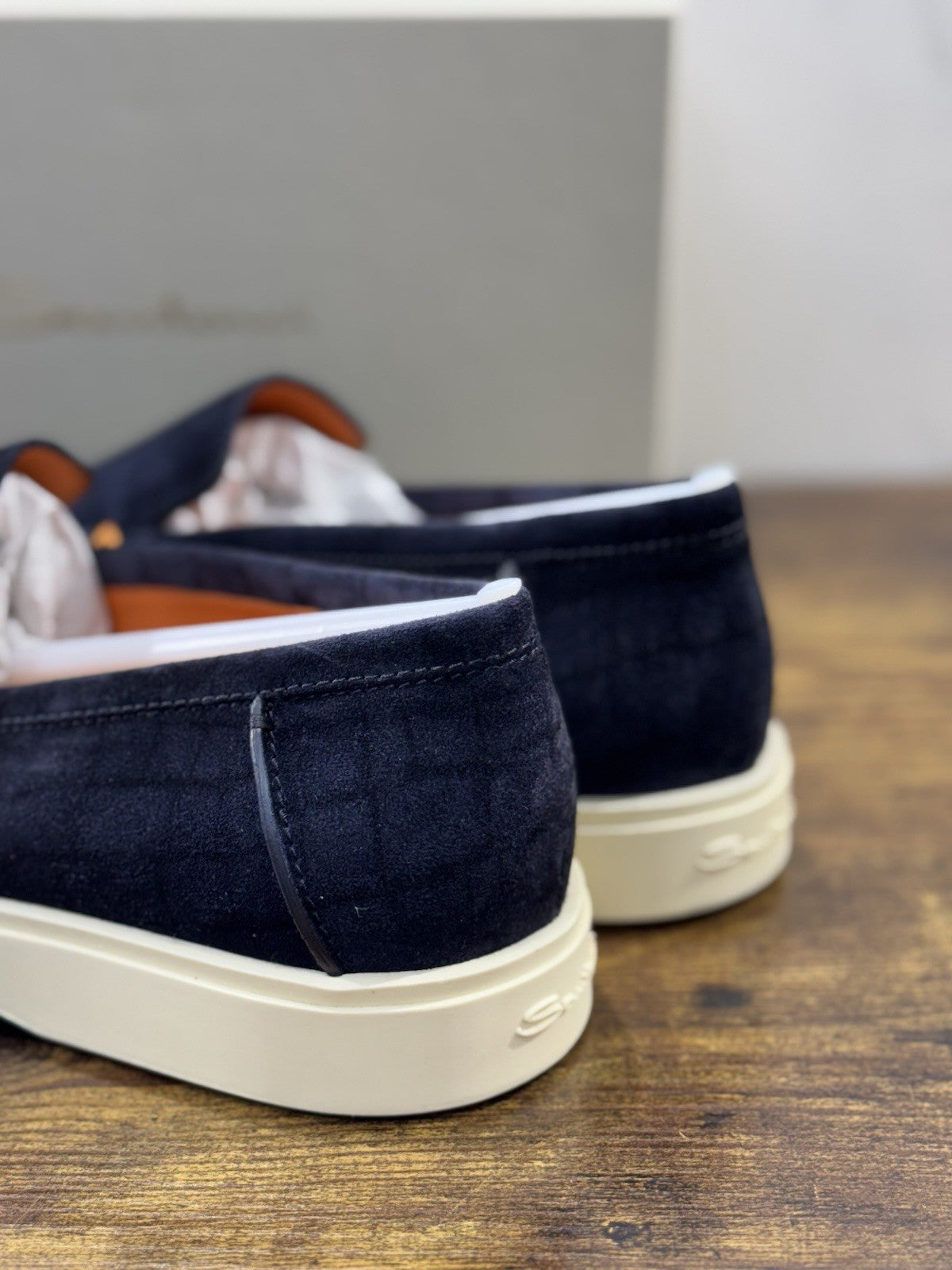 Santoni Mocassino Summer Walk Suede Blu Luxury Santoni Scarpe Uomo 45