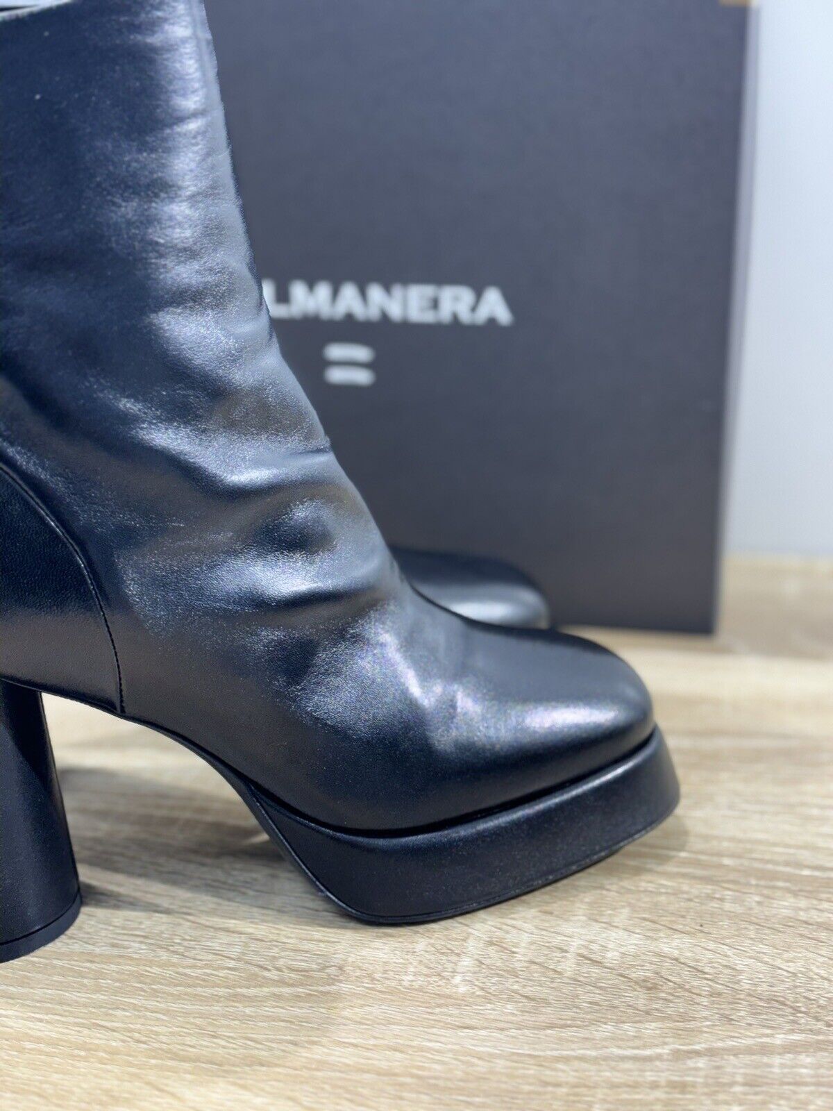 HALMANERA Tronchetto  Donna Lara  Pelle Nera Con Tacco Casual Handmade Boot 40