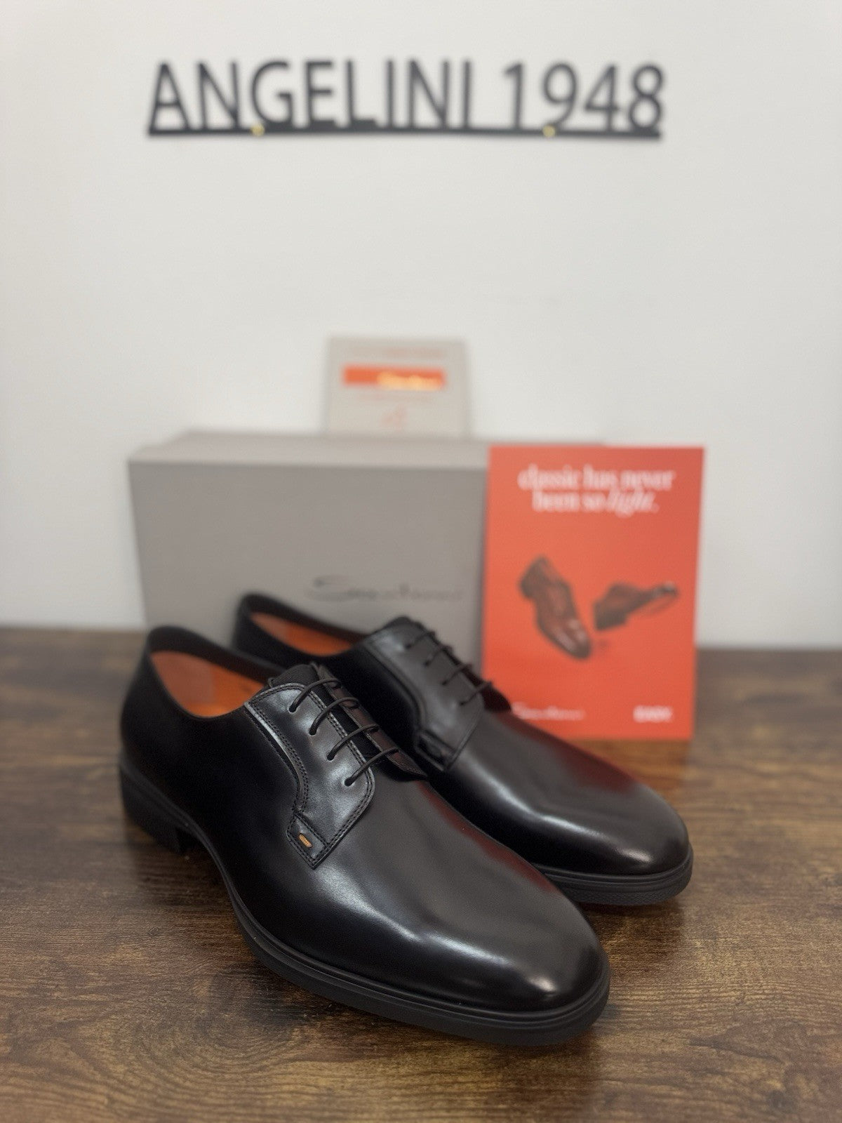 Santoni Stringata Derby Easy On Pelle Nero  Luxury Santoni Scarpa Uomo 43