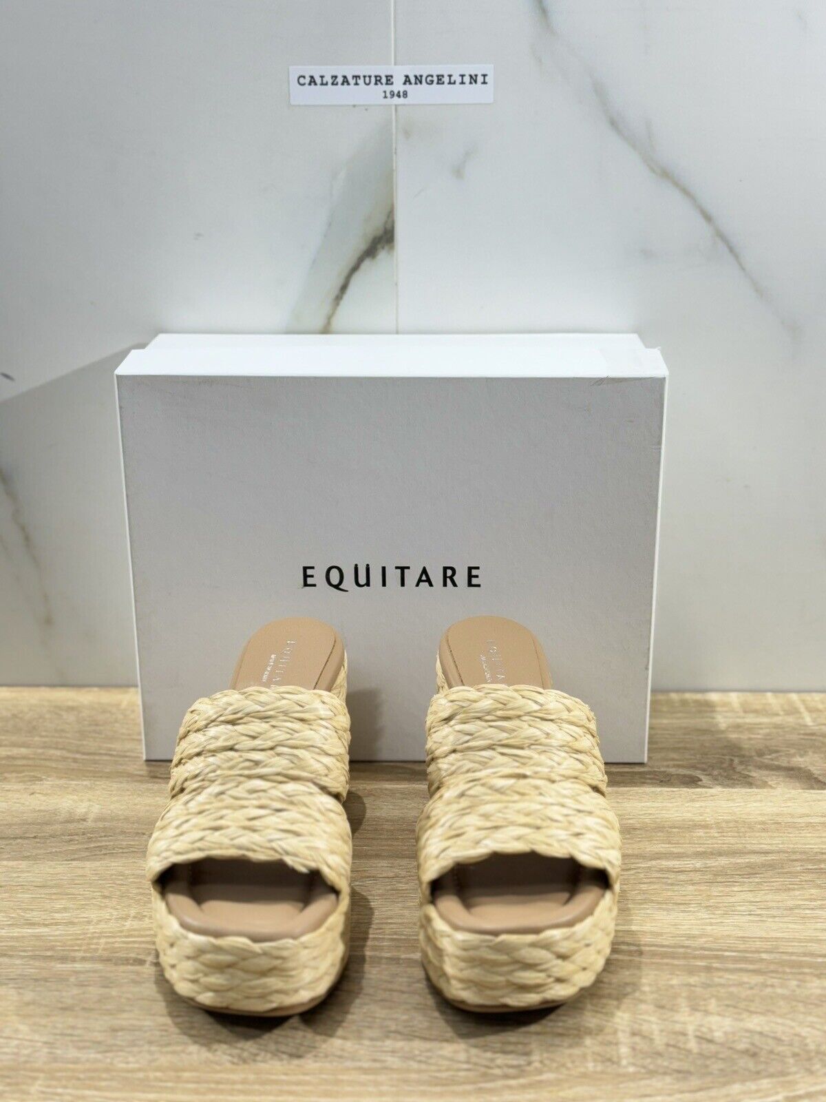 Equitare Sandalo Donna Habana Raffia Naturale  E Pelle Zeppa 40