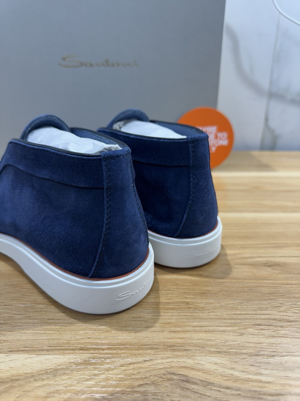 Santoni Polacchino  Summer Walk Suede Blu Luxury Santoni Scarpe Uomo 40