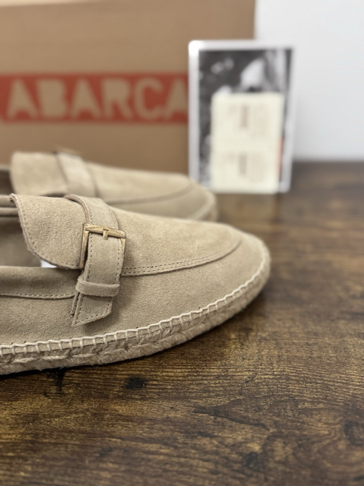 Abarca Espadrilles Suede Beige Mocassino Casual Uomo 42