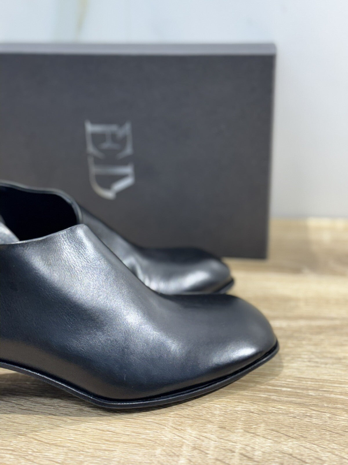 Ernesto Dolani  Scarpa  Donna Mocassino Con Tacco Pelle Nera  Luxury Handmade 41