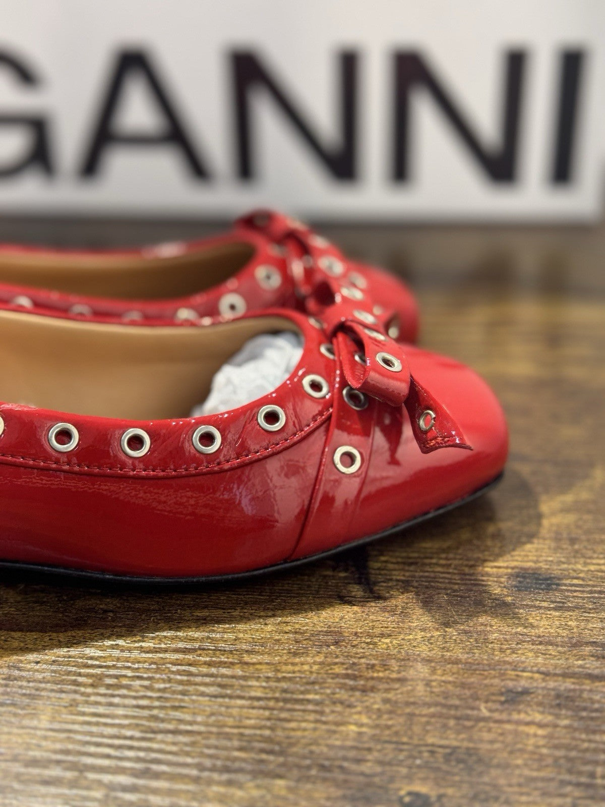 Ganni Ballerina  Rossa In Vernice Casual Ganni Scarpa Donna 36