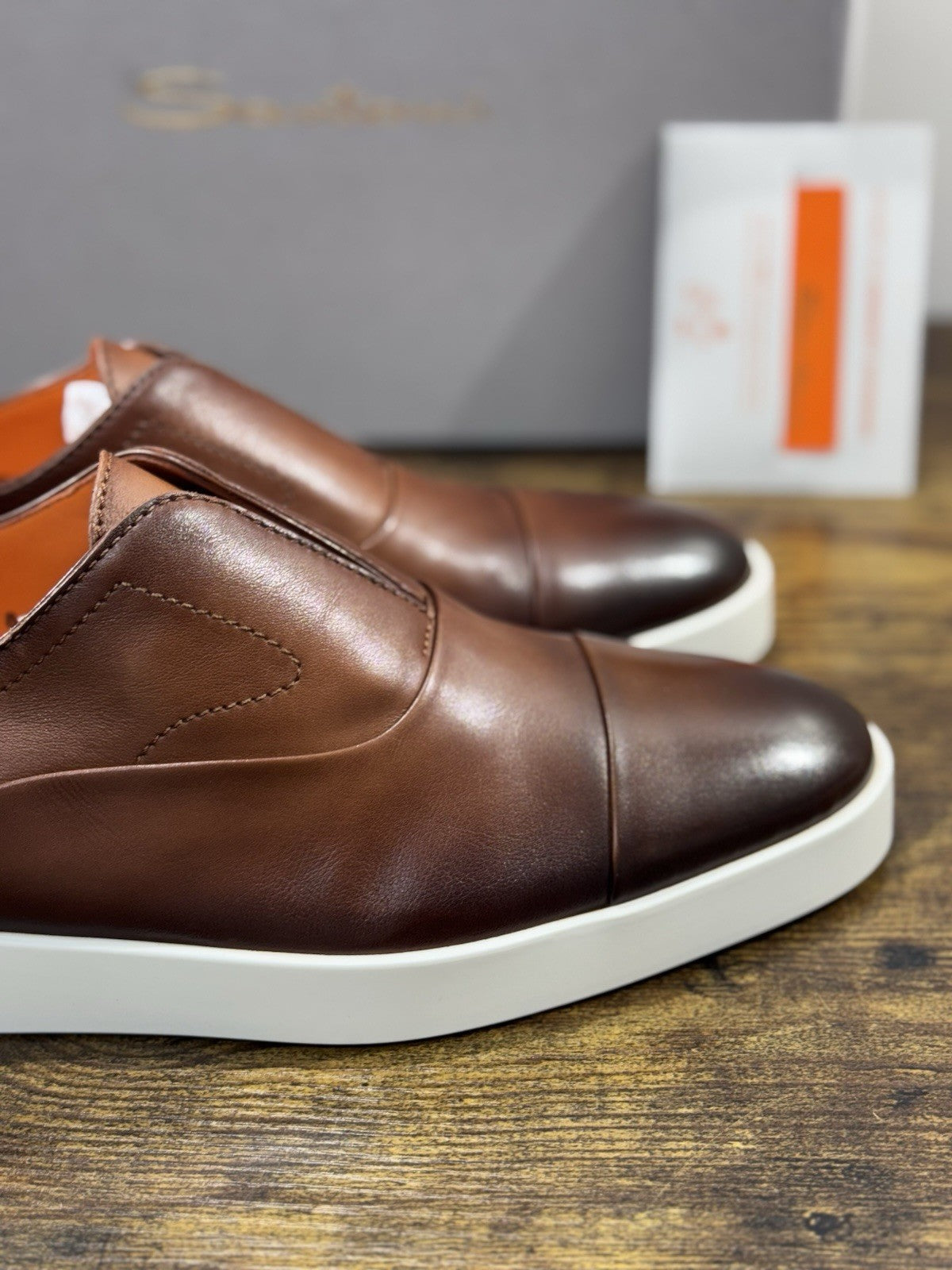 Santoni Scarpa Uomo Pelle Cuoio No Lace Luxury Santoni Uomo 41