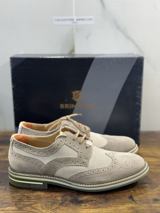 Brimarts Stringata  Uomo Suede Beige Casual Men Shoe 41