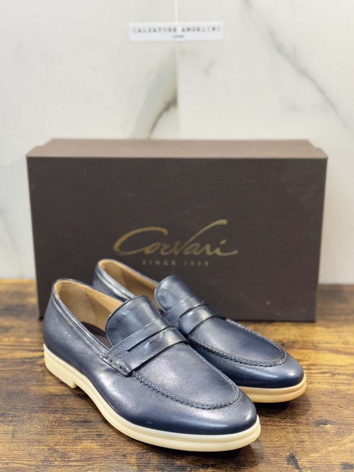 Corvari Scarpa Uomo Mocassino Summer Walk Pelle Blu  Casual Corvari Uomo 40