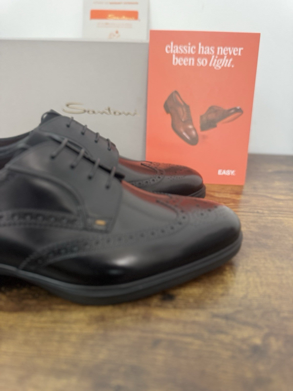 Santoni Stringata Derby Easy On Pelle Nero  Luxury Santoni Scarpa Uomo 44