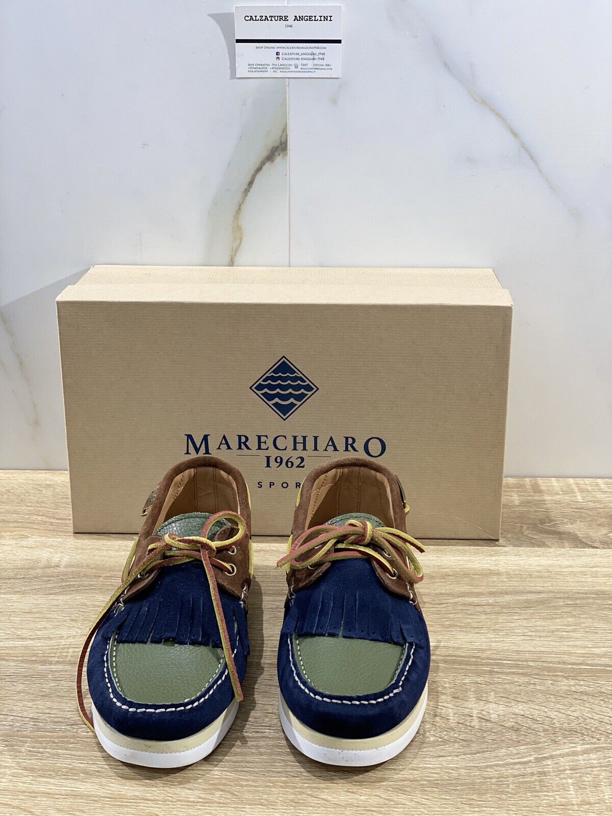 Marechiaro 1962 uomo mocassino Boat Shoes Made In Italy Suede Multi Blu 40