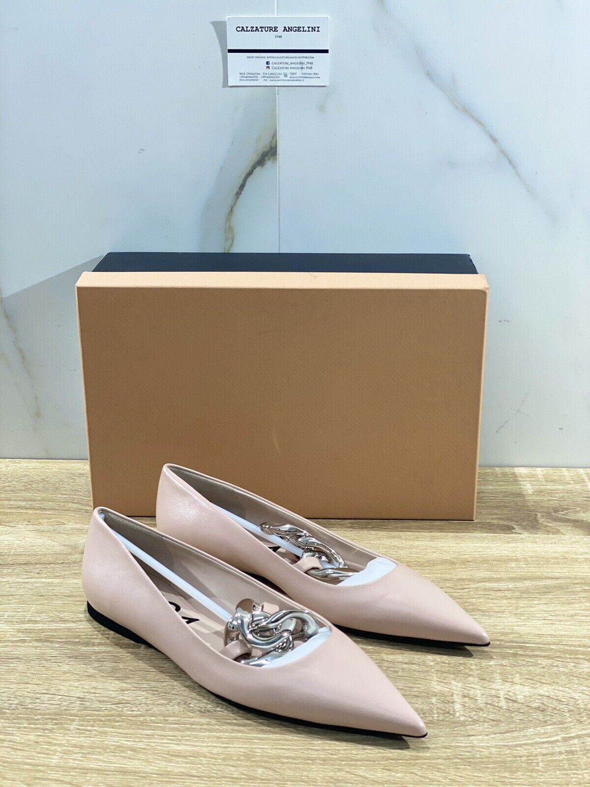 N21 Ballerina Donna In Pelle Nude Catena Luxury Woman Shoes N21 37.5