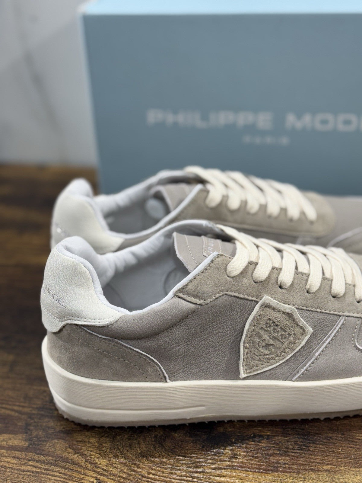 Philippe Model Nice Low Men Sneaker Uomo Pelle Grigia 43