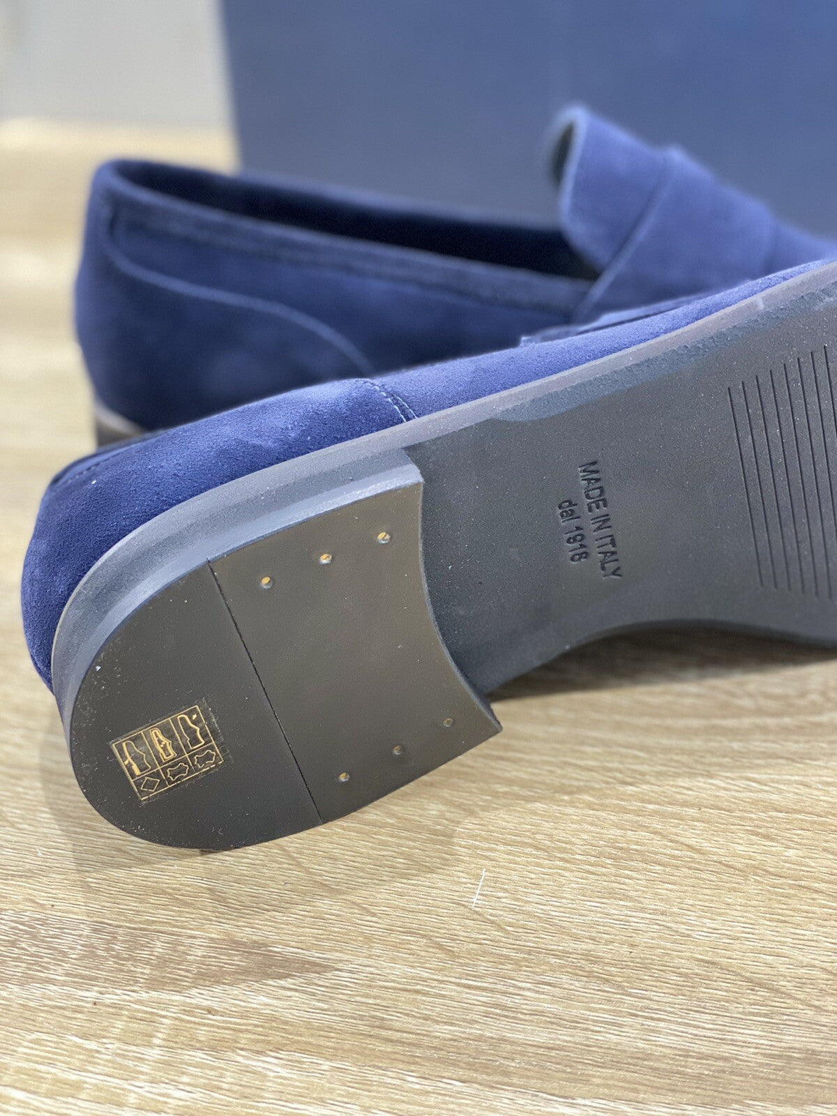 Seboy’s Scarpa uomo 3784  Mocassino in Suede  blu luuxry made in italy 45