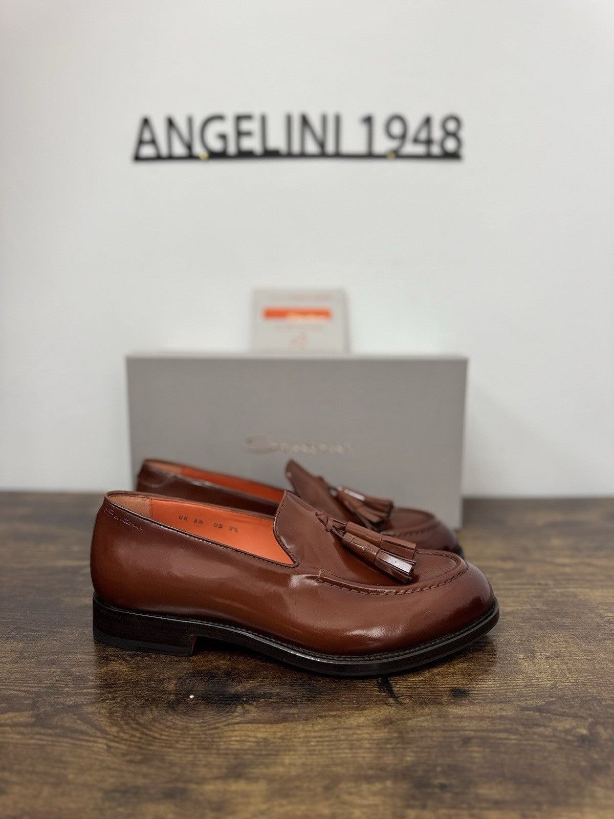 Santoni Mocassino Tassel  Pelle Brown Polish Binder   Luxury Santoni Uomo 42.5