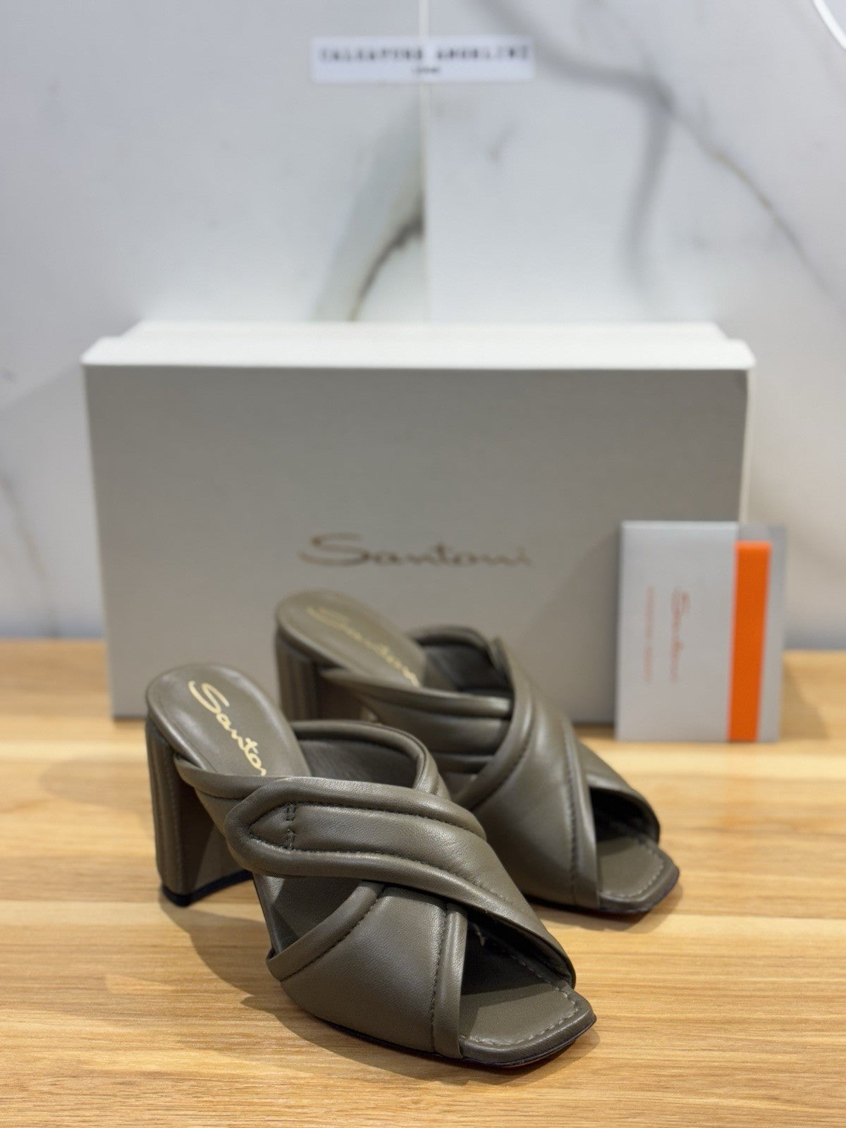 Santoni Sandalo Donna Pelle Verdone Con Tacco Luxury Santoni Sandalo Donna 36
