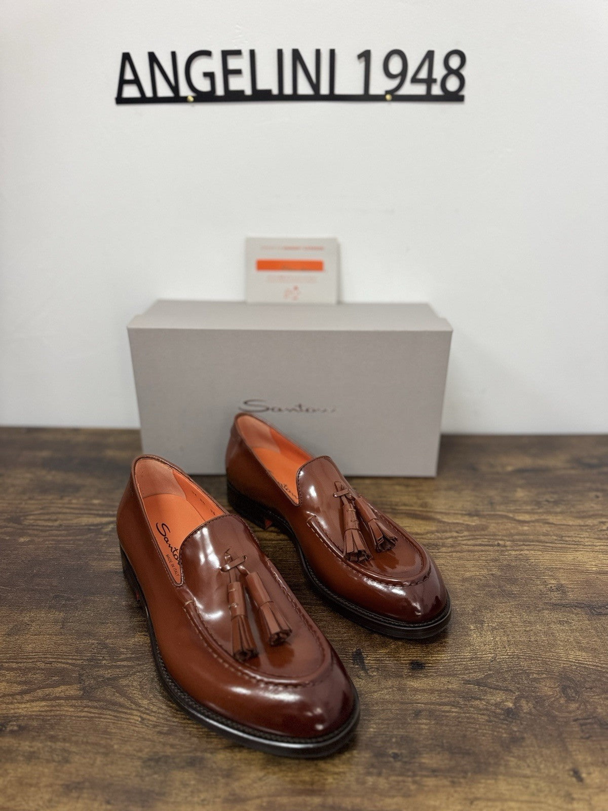 Santoni Mocassino Tassel  Pelle Brown Polish Binder   Luxury Santoni Uomo 42.5