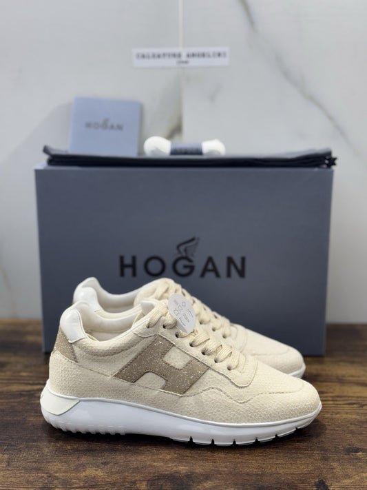 Hogan Interactive 3 Sneaker Pelle Beige Strass  Casual Hogan Donna 38.5