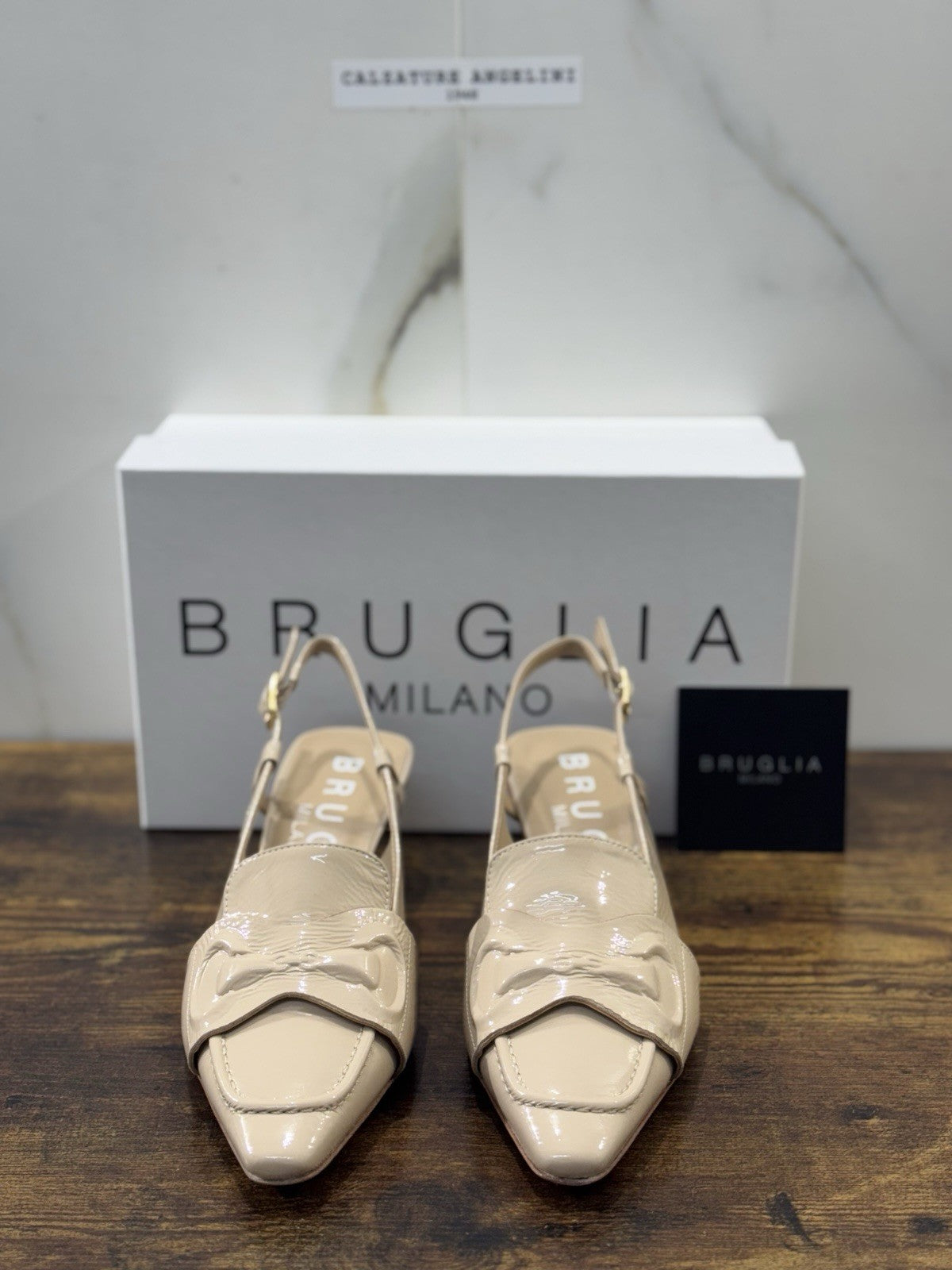 Bruglia Milano Slingback Beige Con Tacco Top Quality Scarpe Donna 37
