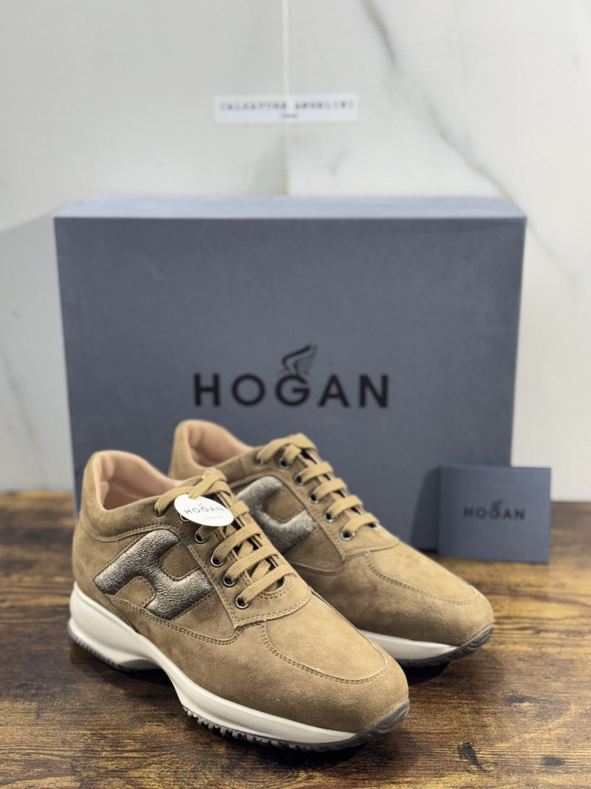 Hogan Interactive Donna Sneaker  H Strass  Suede Cuoio  Luxury Hogan 37