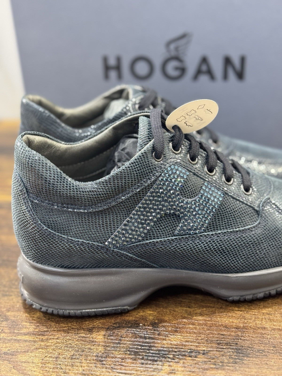 Hogan Interactive Pelle Blu Denim H Strass Casual Hogan Donna 36.5