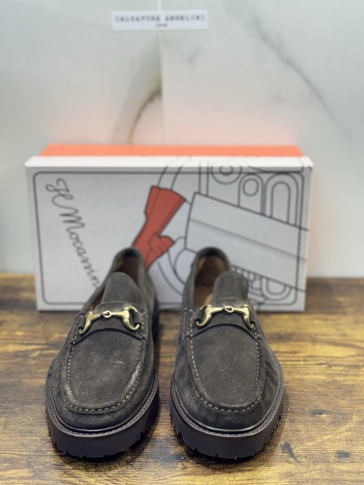 Il Mocassino Suede Testa Moro Casual Scarpa Uomo Fatta A Mano Fondo Vibram 42