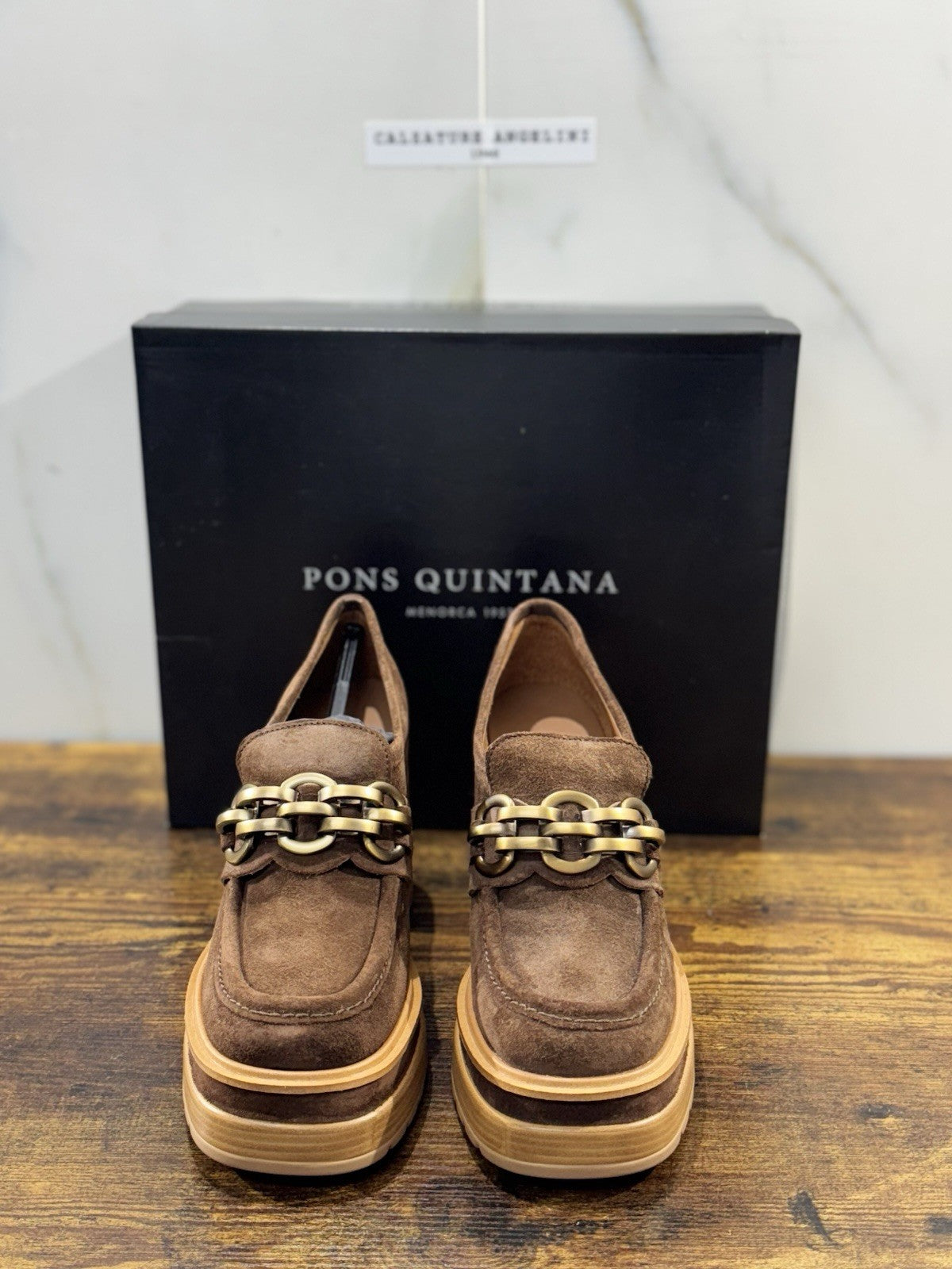 Pons Quintana Mocassino Donna Pelle Suede Brown  Con Tacco  Casual Loafer 38