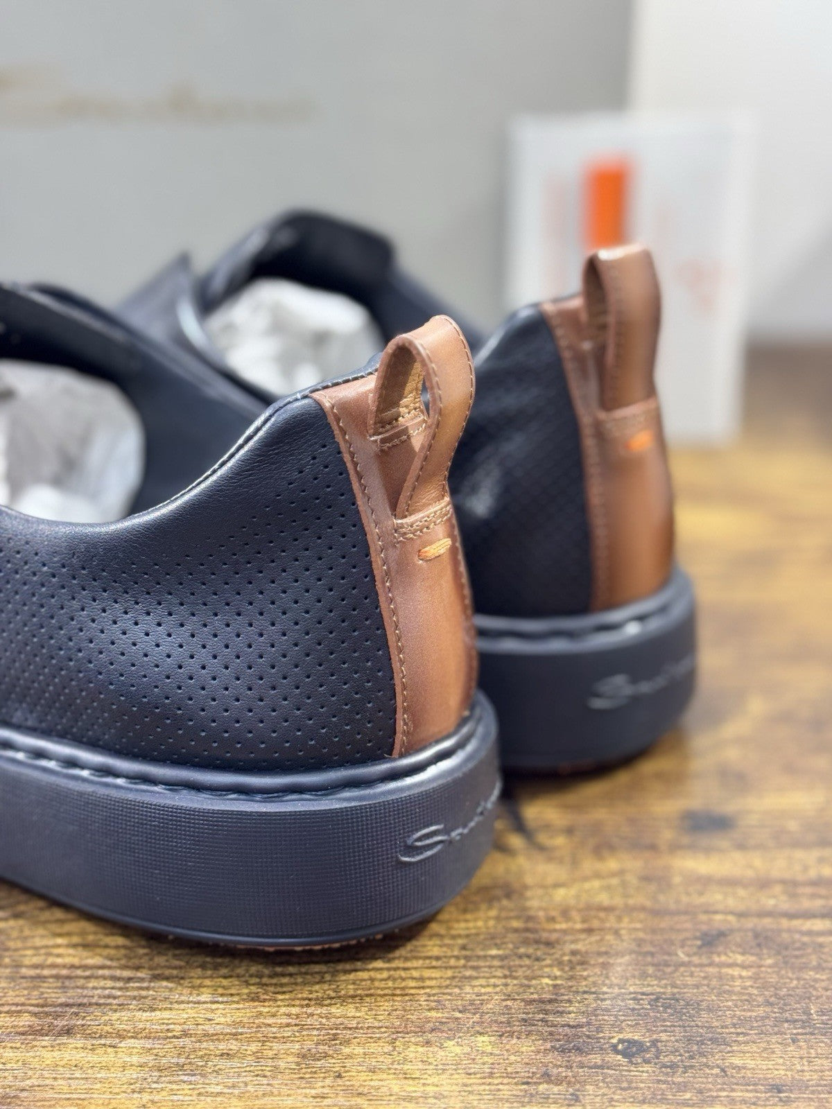 Santoni Sneaker No Lace Pelle Blu Icon Santoni Scarpe Uomo 42.5
