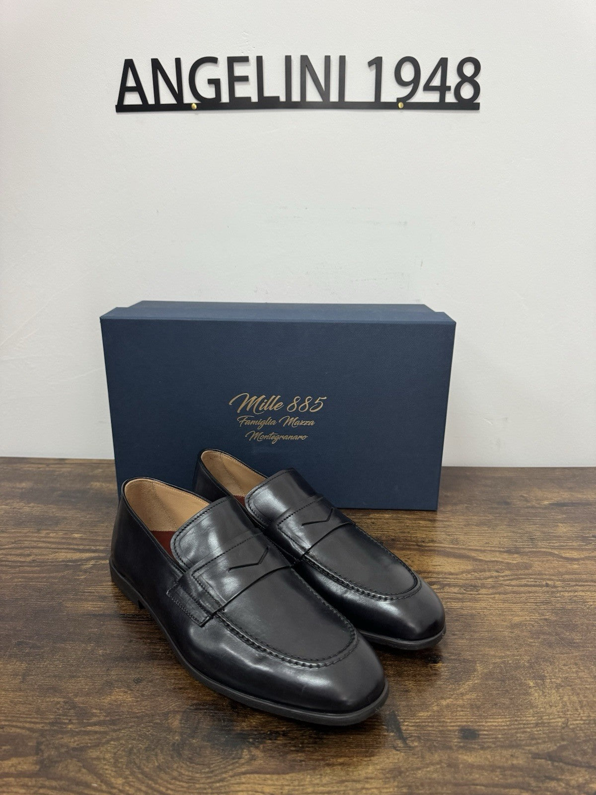 Mille 885 Mocassino Pelle Nero Made In Marche Casual Top Quality Uomo 41.5