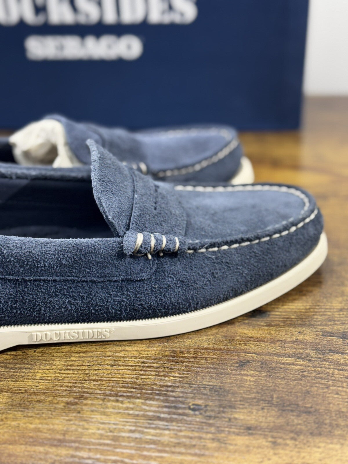 Sebago Docksides Dan Flesh Out Blu Suede   Scarpa Da Barca Uomo Sebago 41