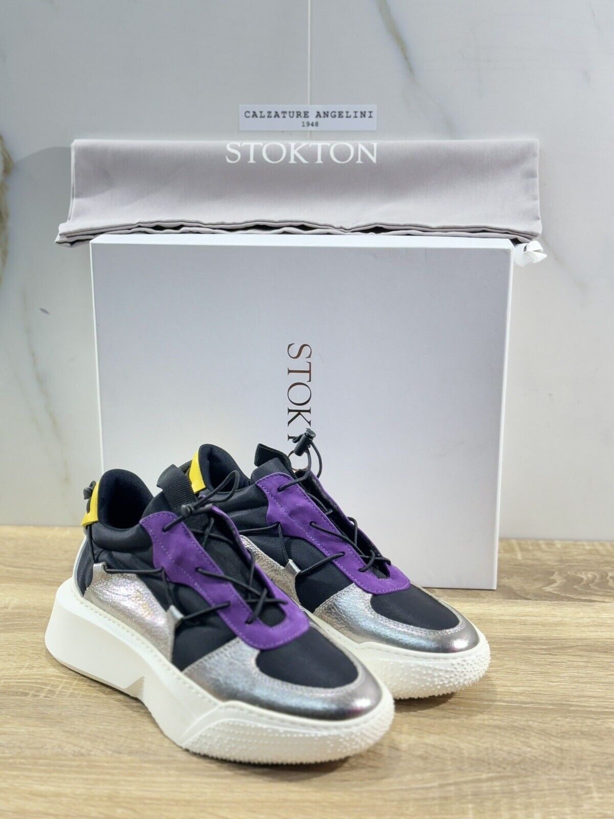 Stokton Sneaker Donna Pelle Multi Color  Extra Light Made In Italy 39