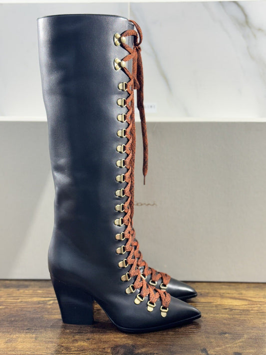 Santoni Stivale   Donna Pelle Nero    Casual Luxury Boot Woman Santoni 40