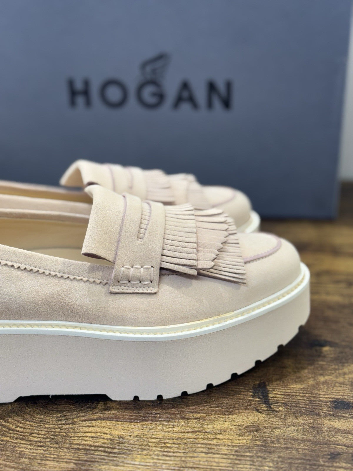 Hogan Mocassino H355 Suede Light Pink Extra Light Zeppa Casual Hogan Donna 35.5