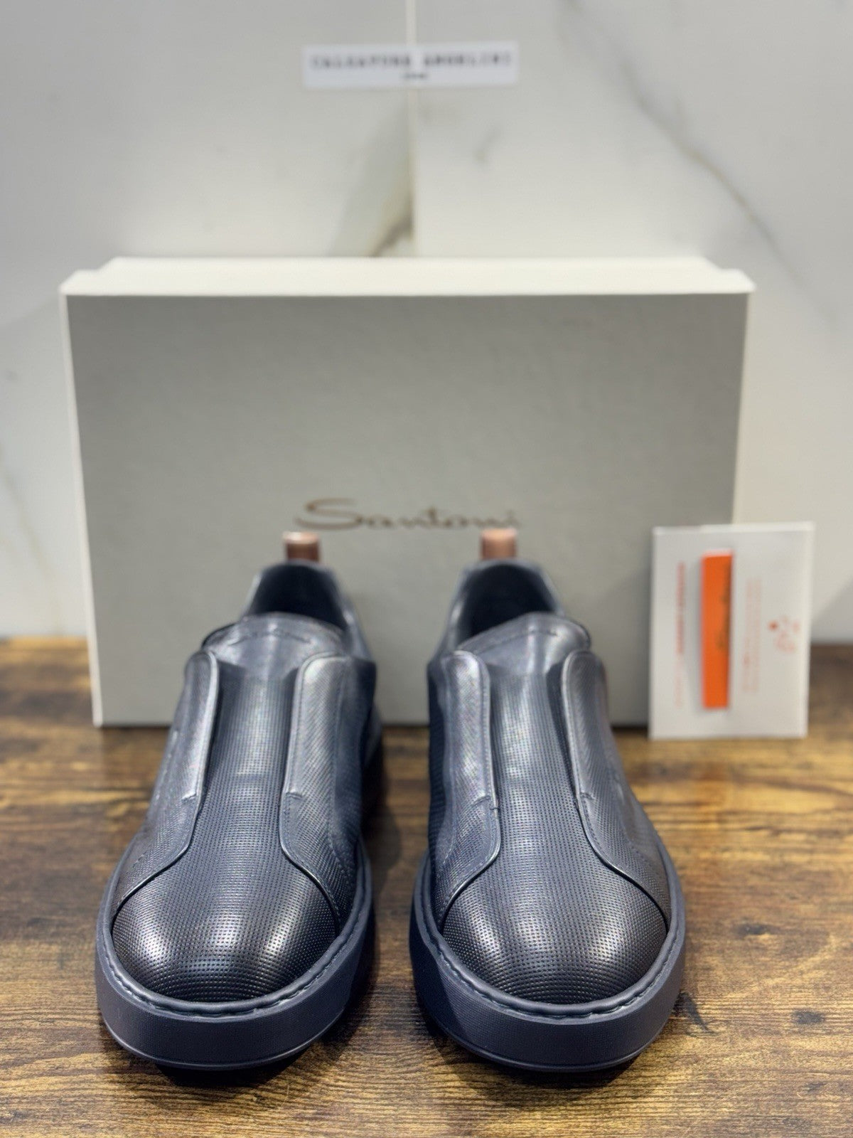 Santoni Sneaker No Lace Pelle Blu Icon Santoni Scarpe Uomo 42.5