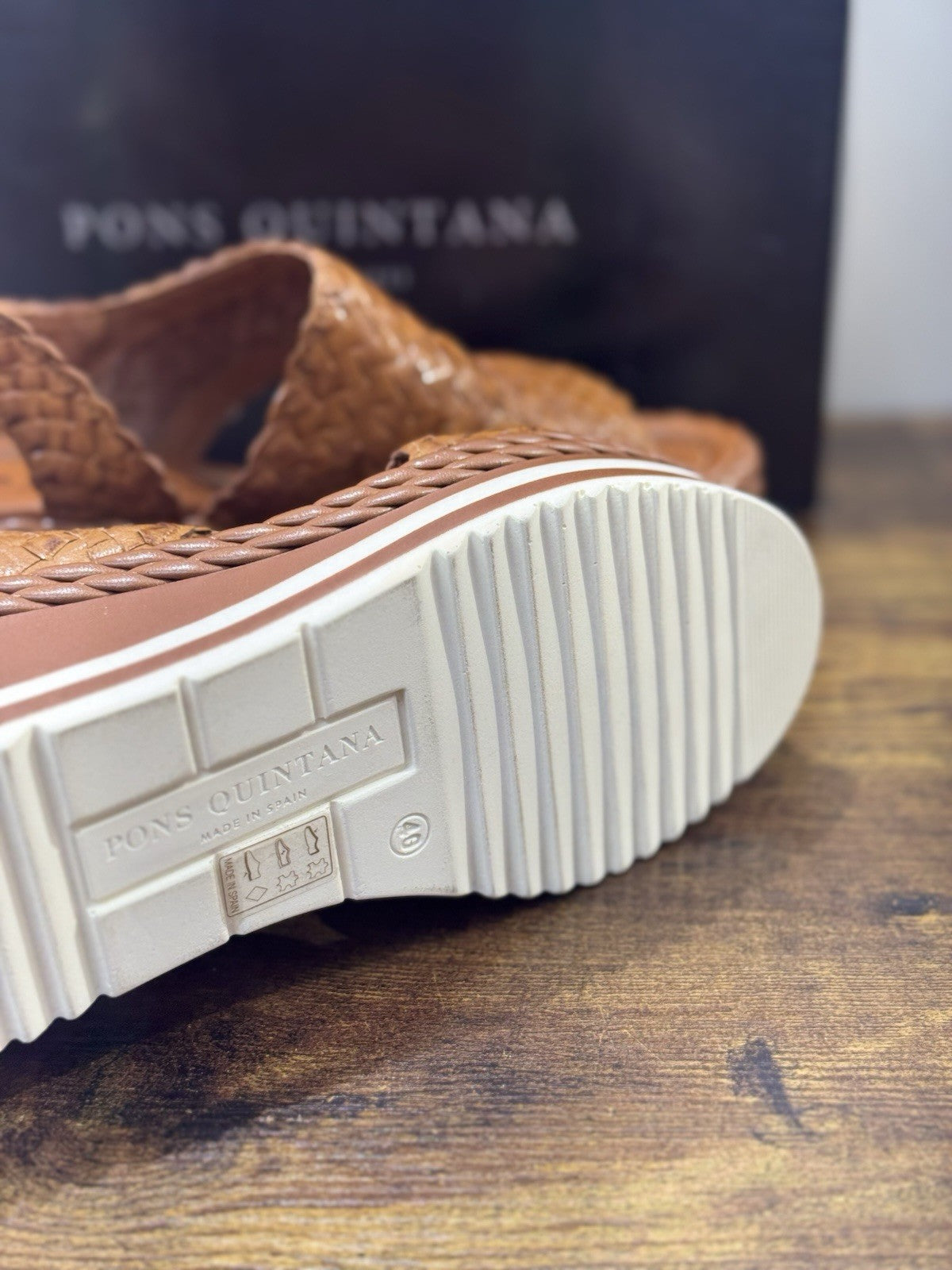Pons Quintana Sandalo Padova  Donna   Pelle  Cuoio      Handmade Con Zeppa 40