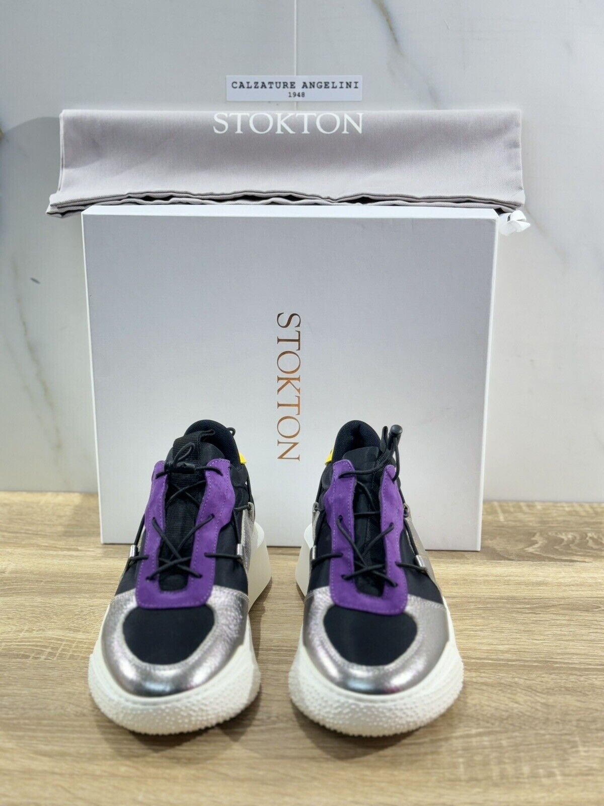 Stokton Sneaker Donna Pelle Multi Color  Extra Light Made In Italy 39