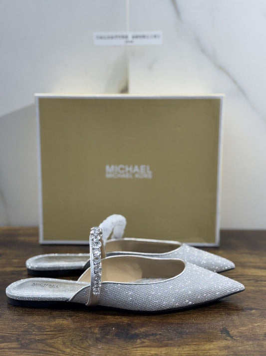 Michael Kors Jessa Flex Flat Mule Argento Causal Sandal Donna 38