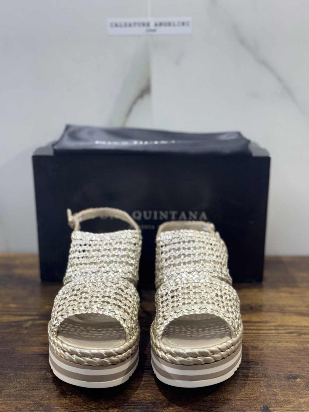 Pons Quintana Sandalo Padova  Donna   Pelle Platino      Handmade Con Zeppa 41