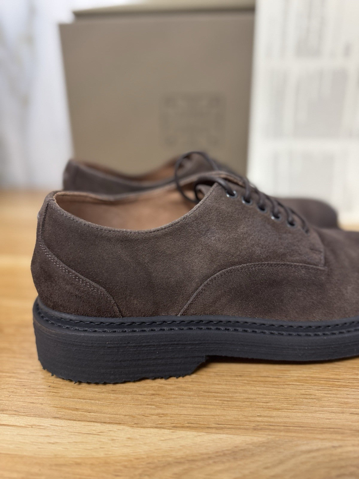 Pantanetti Scarpa Derby Pelle Suede Ebano  Extra light Casual Uomo 44