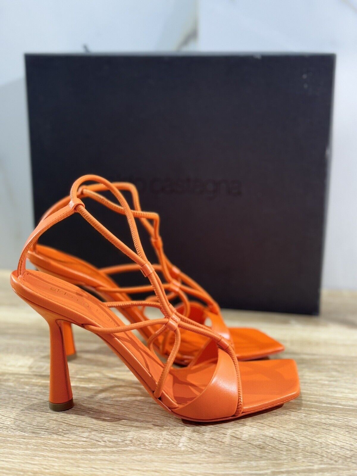 Aldo Castagna Sandalo Donna alba In Pelle Arancio ’ Con Tacco Luxury Sandal 37