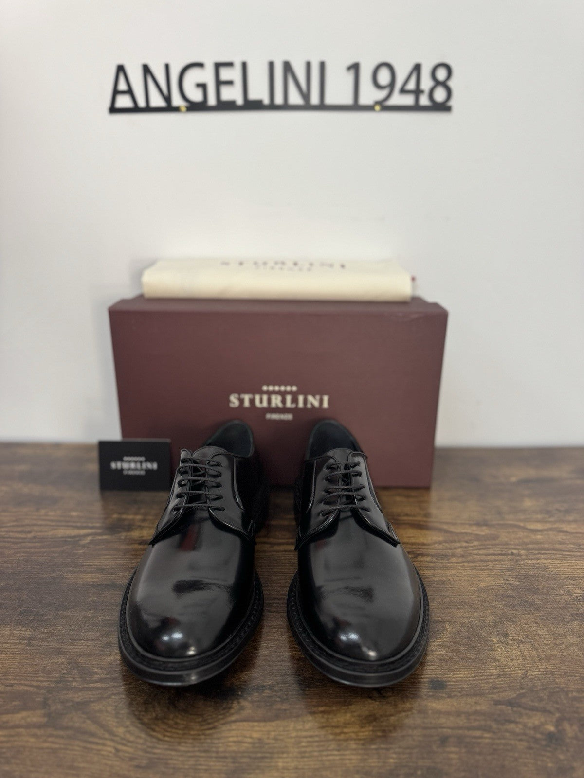 Sturlini  Derby Pelle Nero Polish Binder Luxury Scarpa Uomo 40
